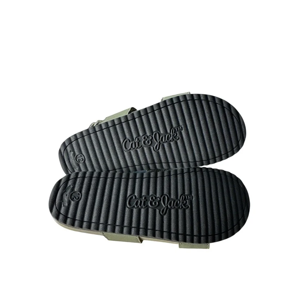 Cat & Jack kids' olive green sandals featuring easy hook-and-loop strap closures